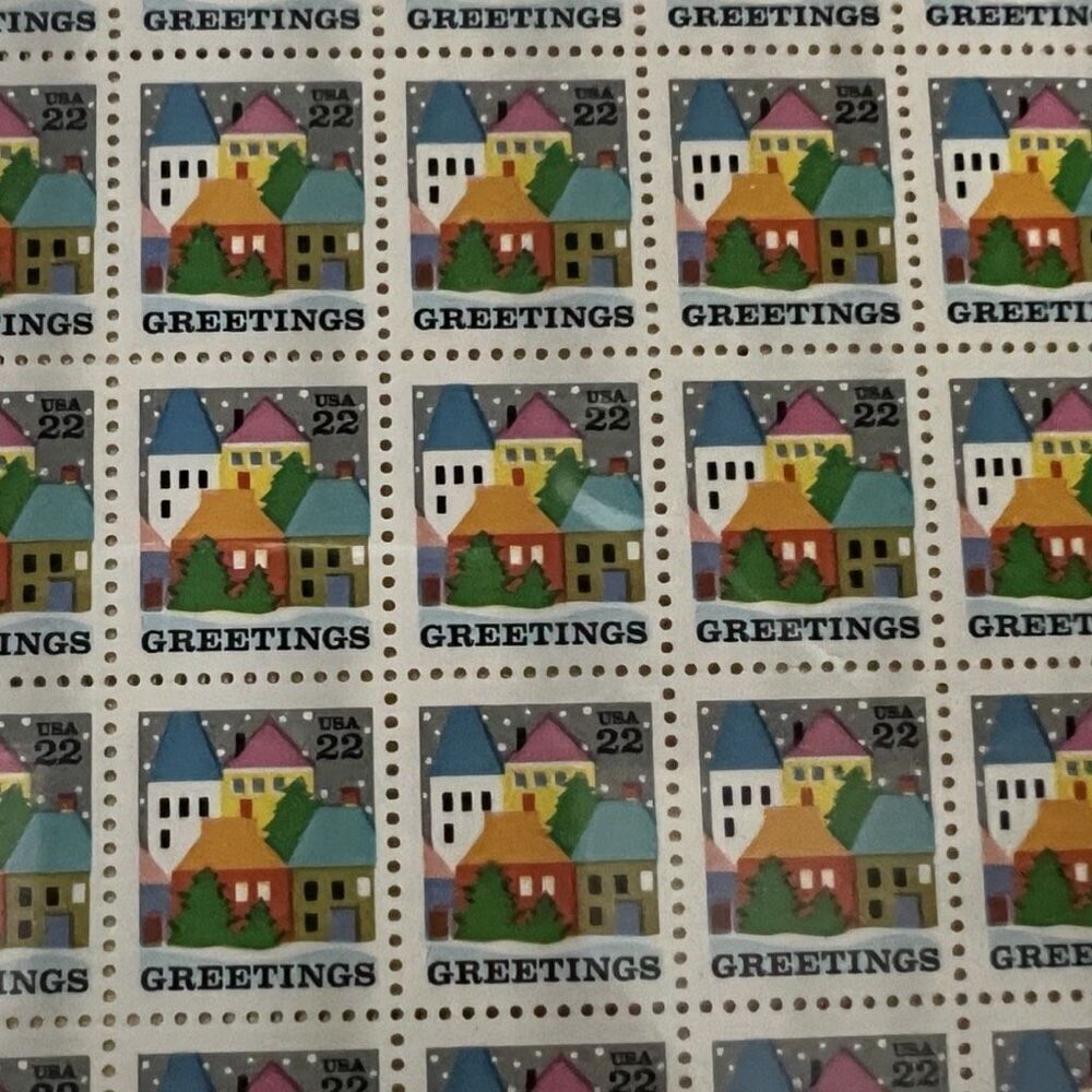 MNH 1986 Scott #2245 Greetings “Village” 22 Cent Sheet of 100 Stamps